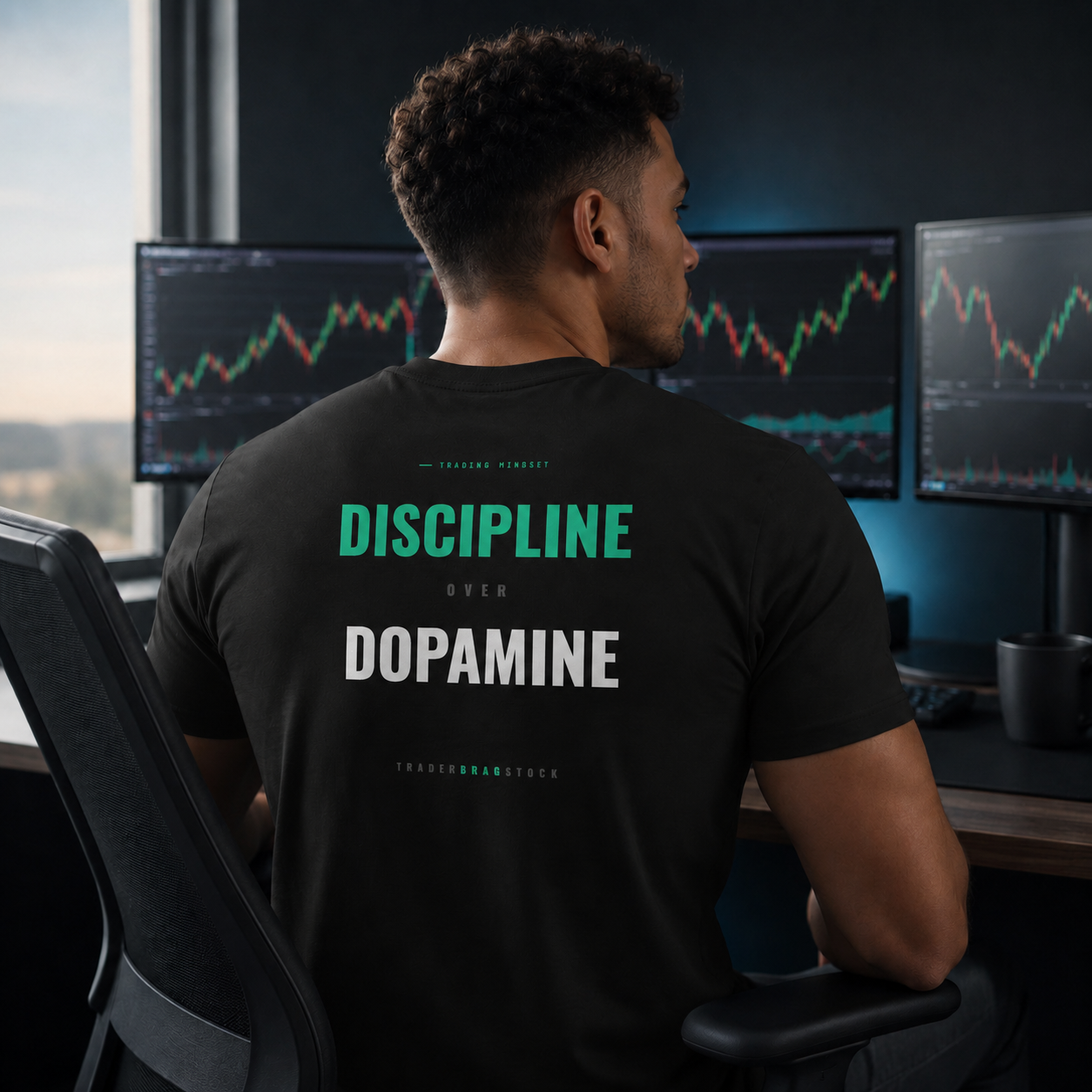 Discipline Over Dopamine Tee by Trader Brag Stock, back view