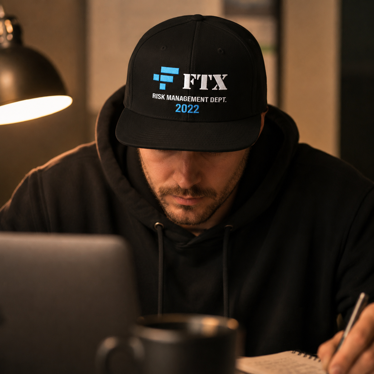 FTX Risk Management Dept. 2022 Snapback (Black) by Trader Brag Stock, back view