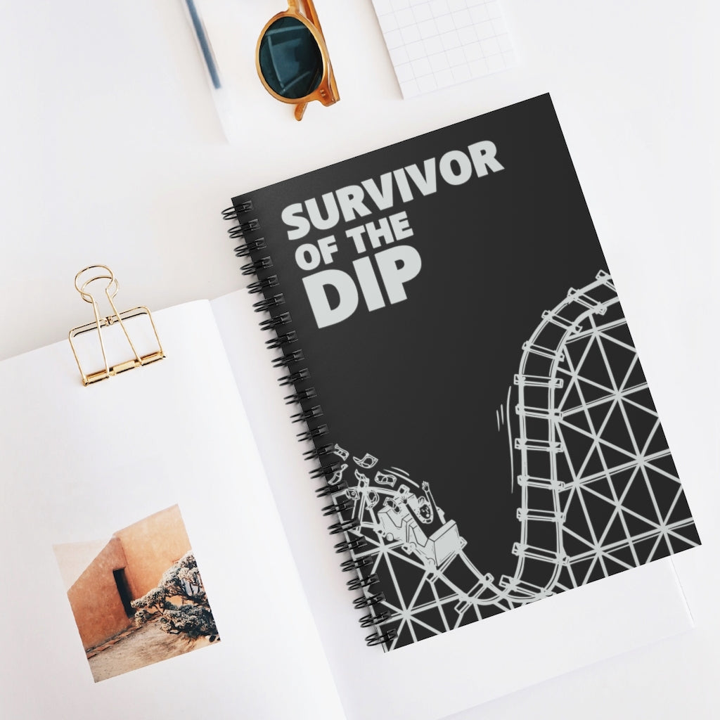 survivor of the dip black notebook, for traders, investing, journaling
