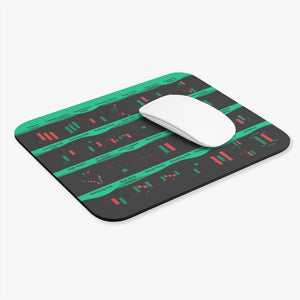 A black candlestick cheat sheet mouse pad with all the most commonly used candlesticks for any day trader or swing trader