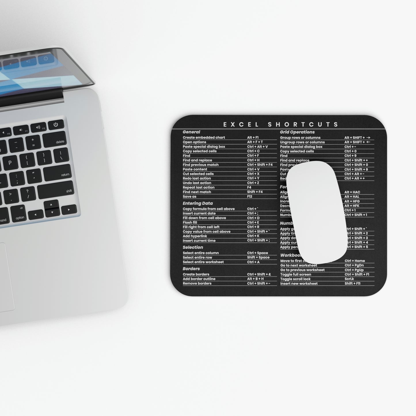 Trader's Excel Keyboard Shortcuts Mouse Pad