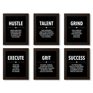 black and white motivational wall art poster, money making, success, grind, hustle