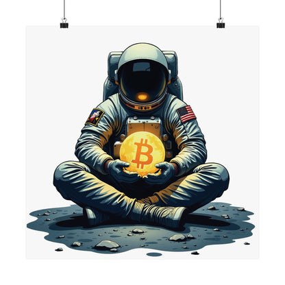 Bitcoin to the Moon – Astronaut Crypto Art Poster