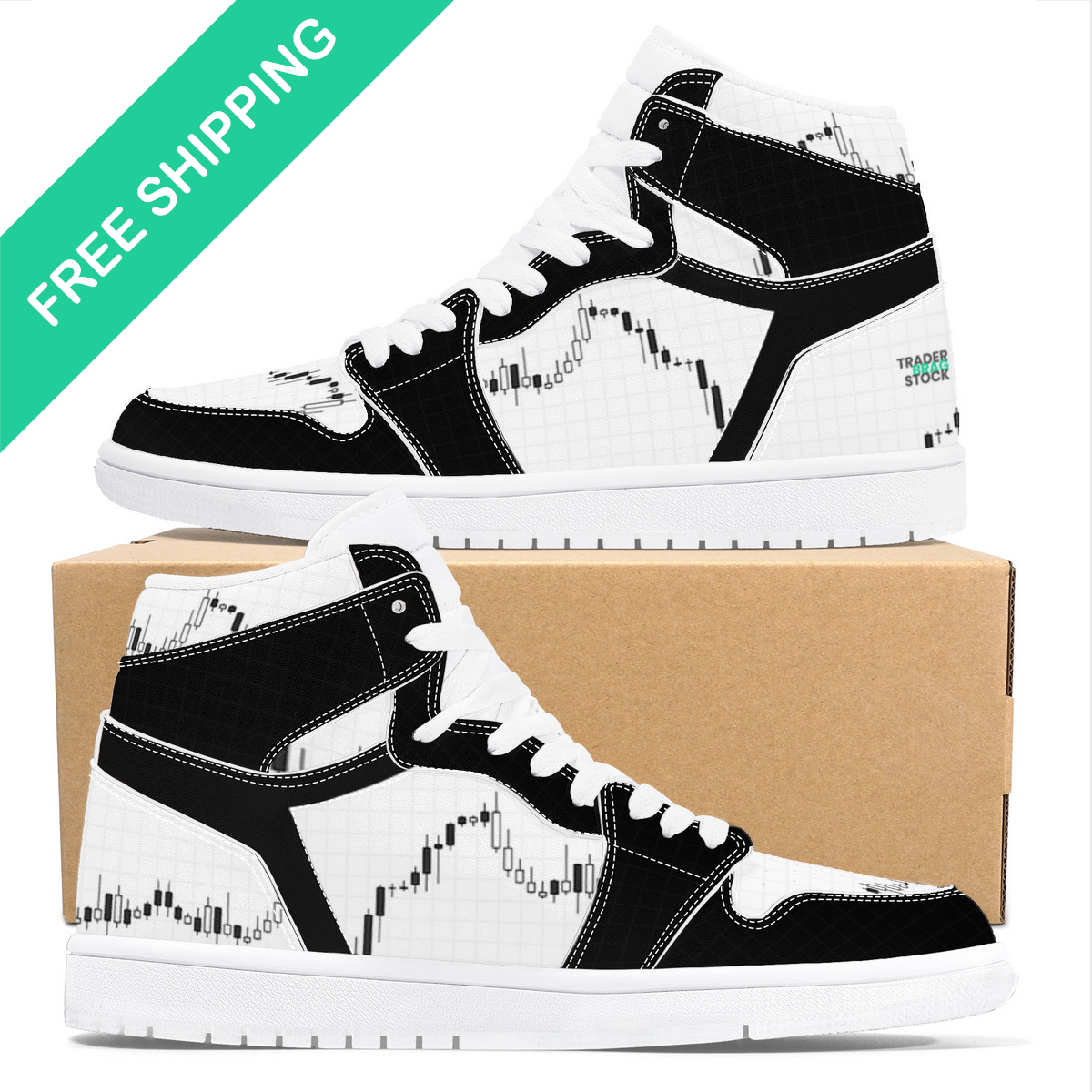 Trendsetter High-Top Sneakers - White on Black