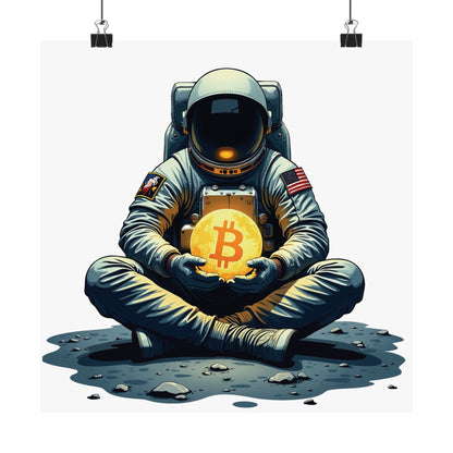 Bitcoin to the Moon – Astronaut Crypto Art Poster