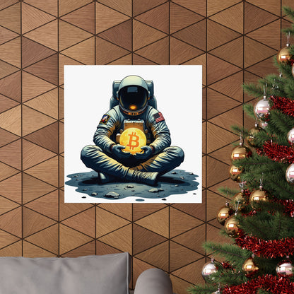 Bitcoin to the Moon – Astronaut Crypto Art Poster