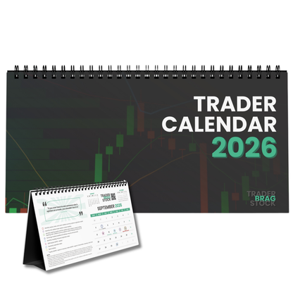 Trader calendar 2026 with stand on a white background