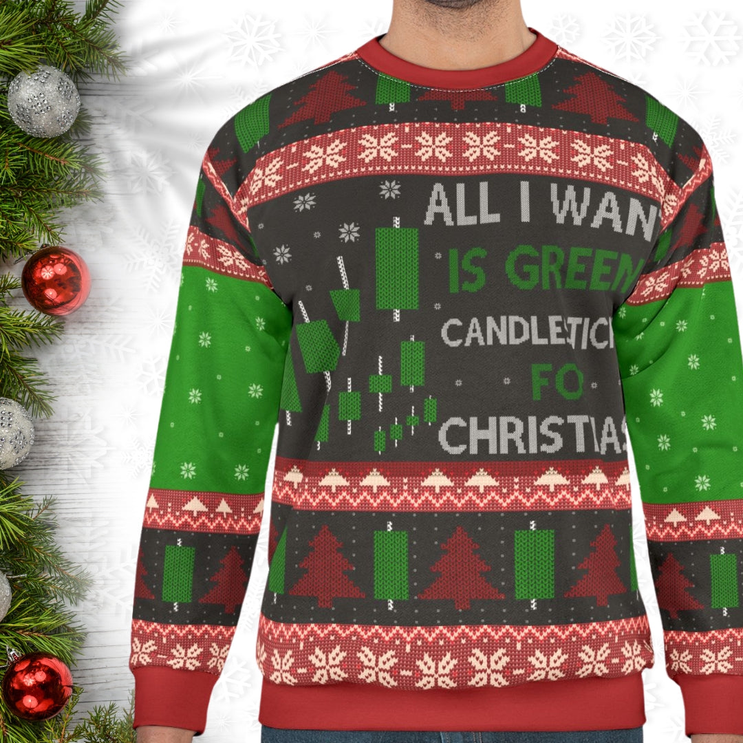 All I Want is Green Candlesticks for Christmas - Trader’s Ugly Sweater