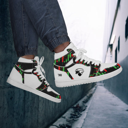 Trendsetter High-Top Sneakers - Green/Red on White