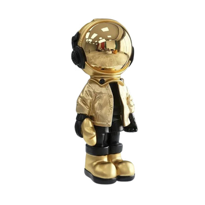 Astronaut Trader Sculptures - Resin Craft Statues in Gold, Silver, or Aqua Blue