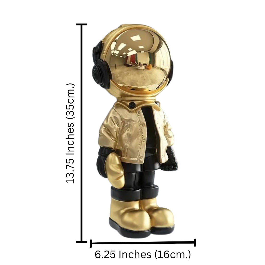 Astronaut Trader Sculptures - Resin Craft Statues in Gold, Silver, or Aqua Blue