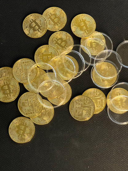 Pièce Bitcoin plaquée or