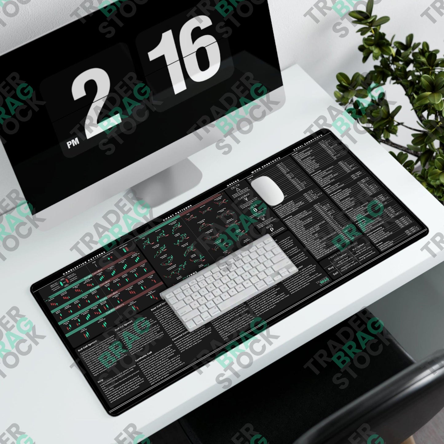 Trader's Premium Desk Mat + Desk Calendar + Modern Bull Figurine