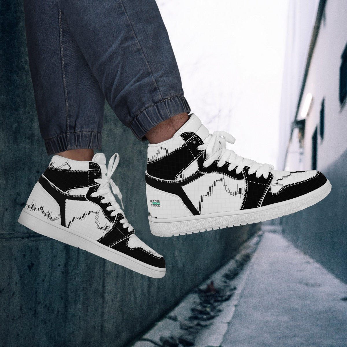 Trendsetter High-Top Sneakers - White on Black