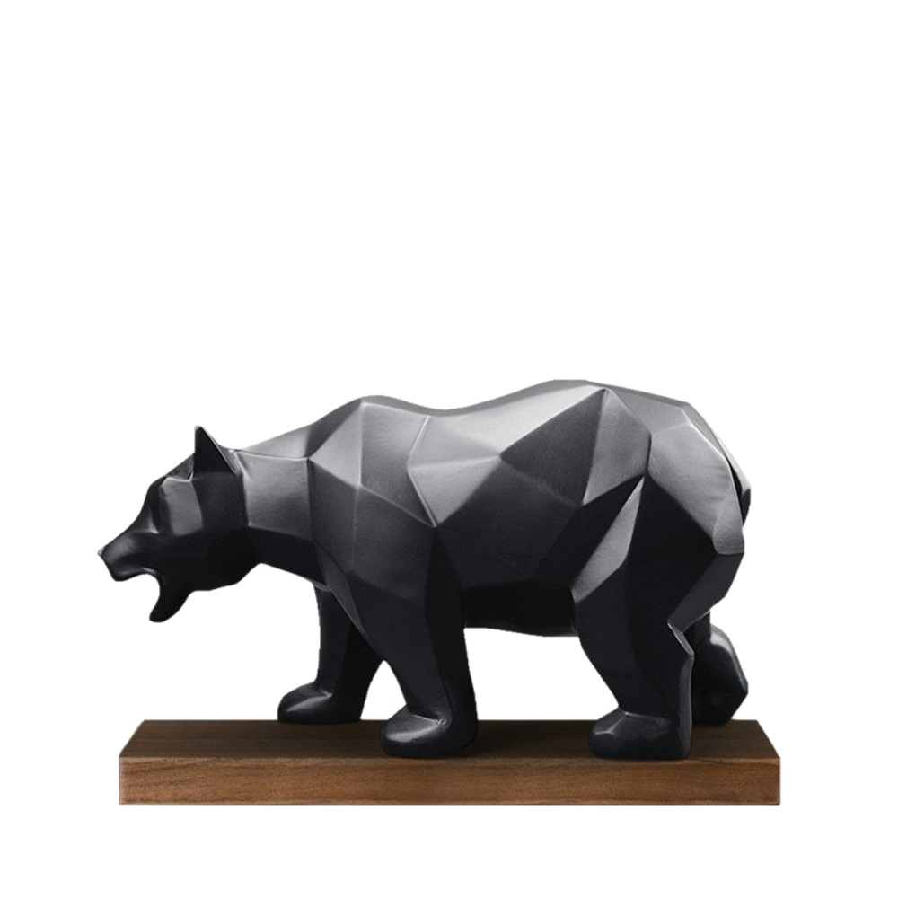 Modern Bear Figurine Sculpture in Black