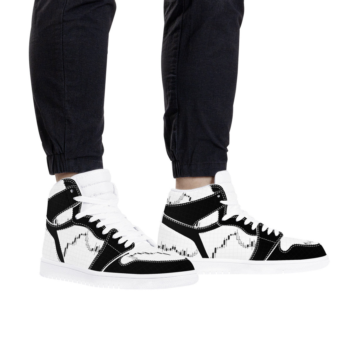 Trendsetter High-Top Sneakers - White on Black