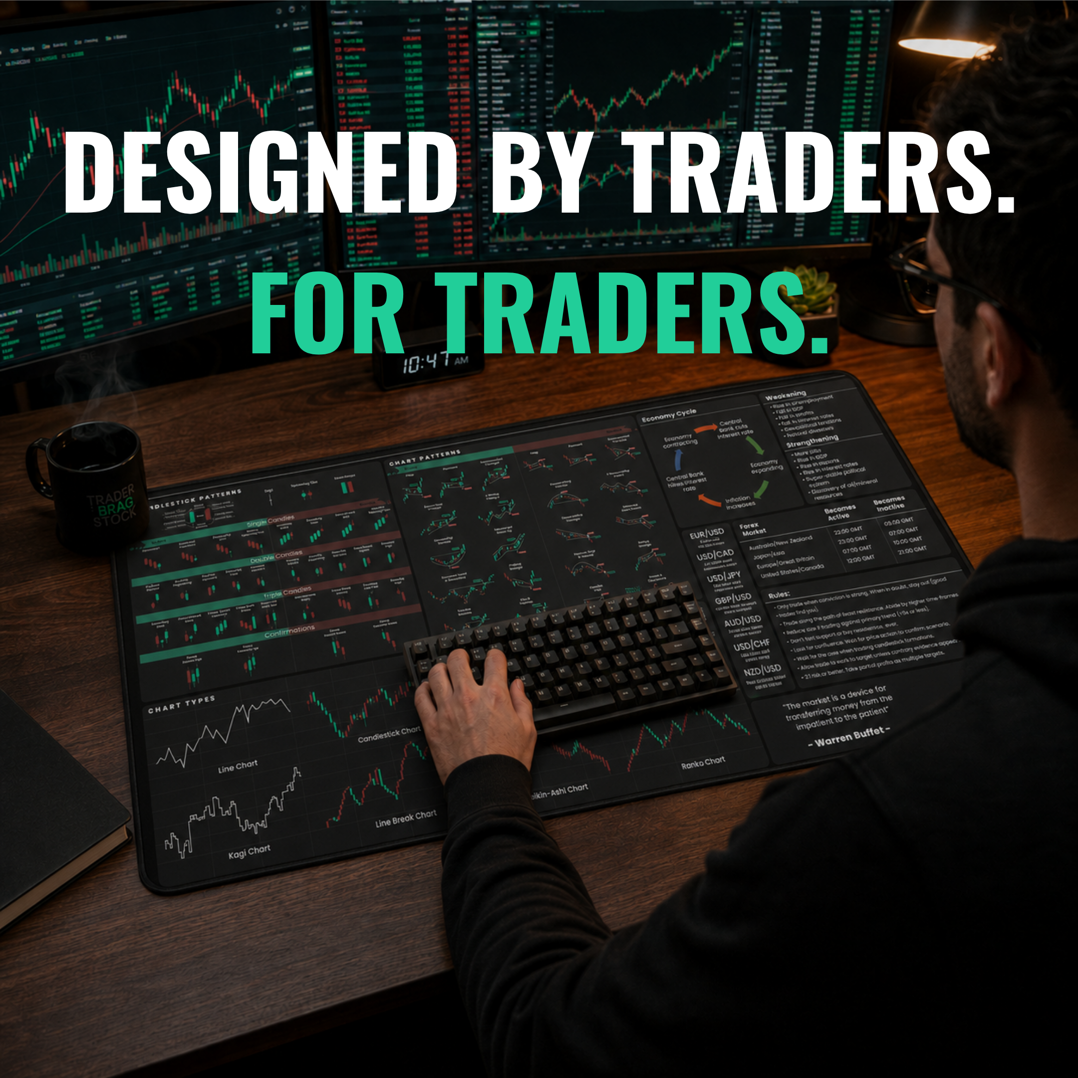 Forex and General Trader's Premium Desk Mat — design detail
