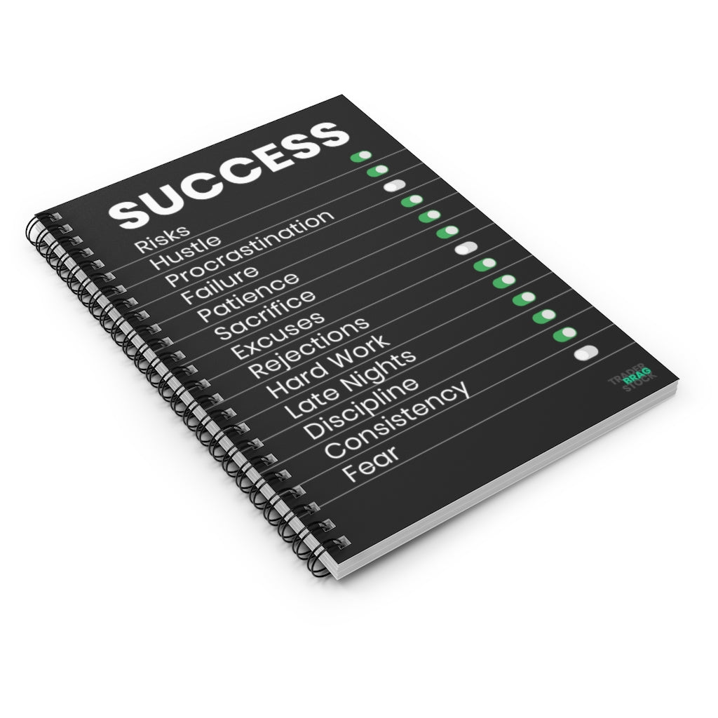 success settings black spiral notebook, investing, money making, trading, traders
