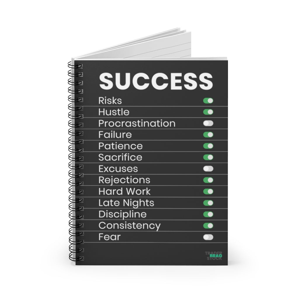 success settings black spiral notebook, investing, money making, trading, traders