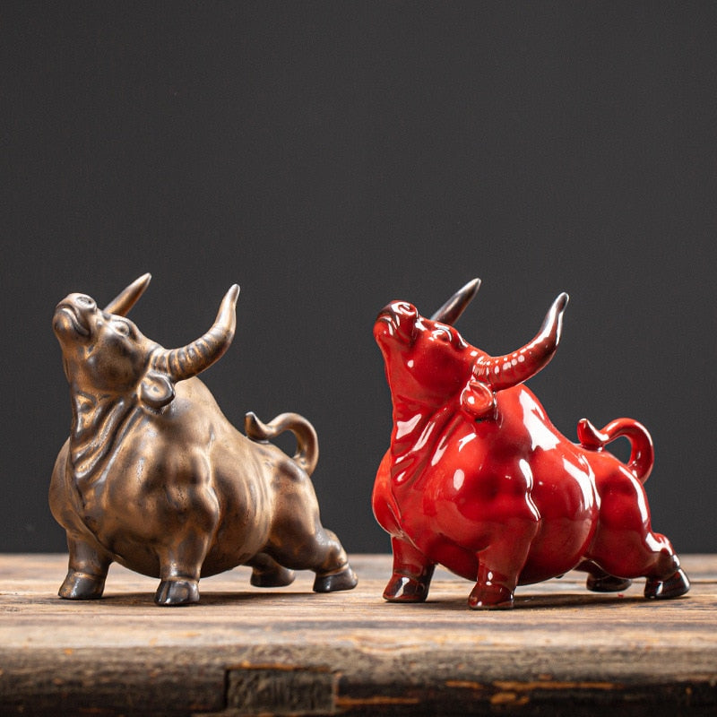 resin modern style luxurious artsy smooth bullish bull figurine