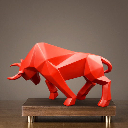 Modern art style red bull figurine for traders