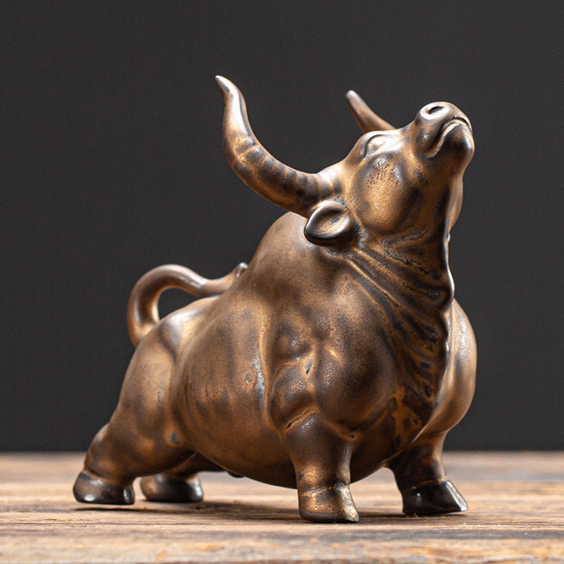 resin modern style luxurious artsy smooth bullish bull figurine