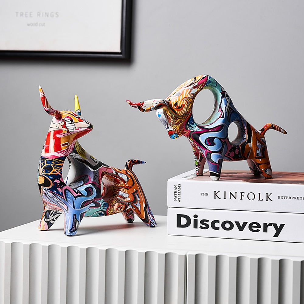 Graffiti Bull Figurine