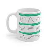 Chart Patterns Mug with green labels, showing chart patterns