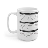 Chart Patterns Mug by Trader Brag Stock, white mug printed with named chart patterns