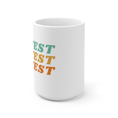 Invest invest invest white ceramic white mug, C shaped handle, for traders