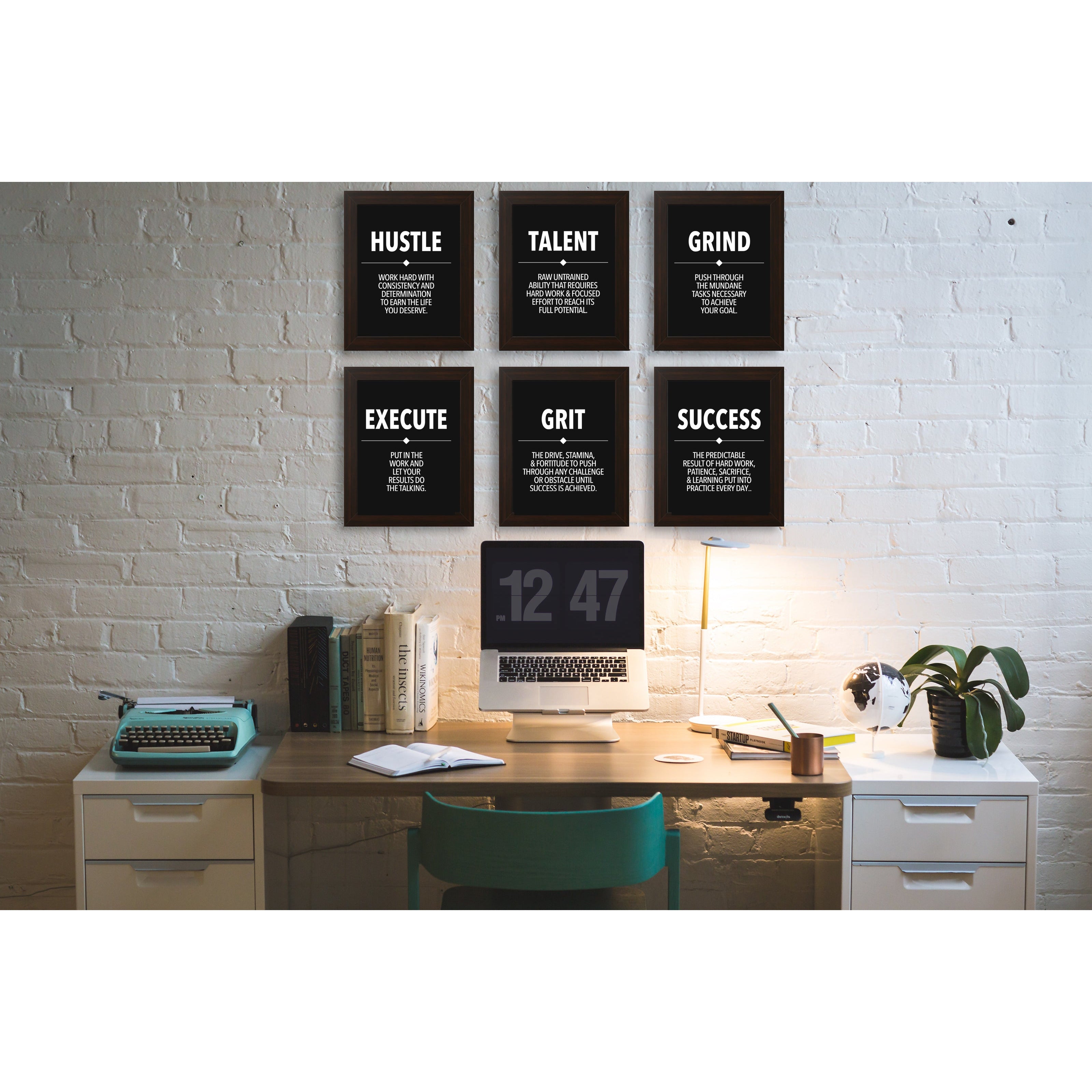 black and white motivational wall art poster, money making, success, grind, hustle