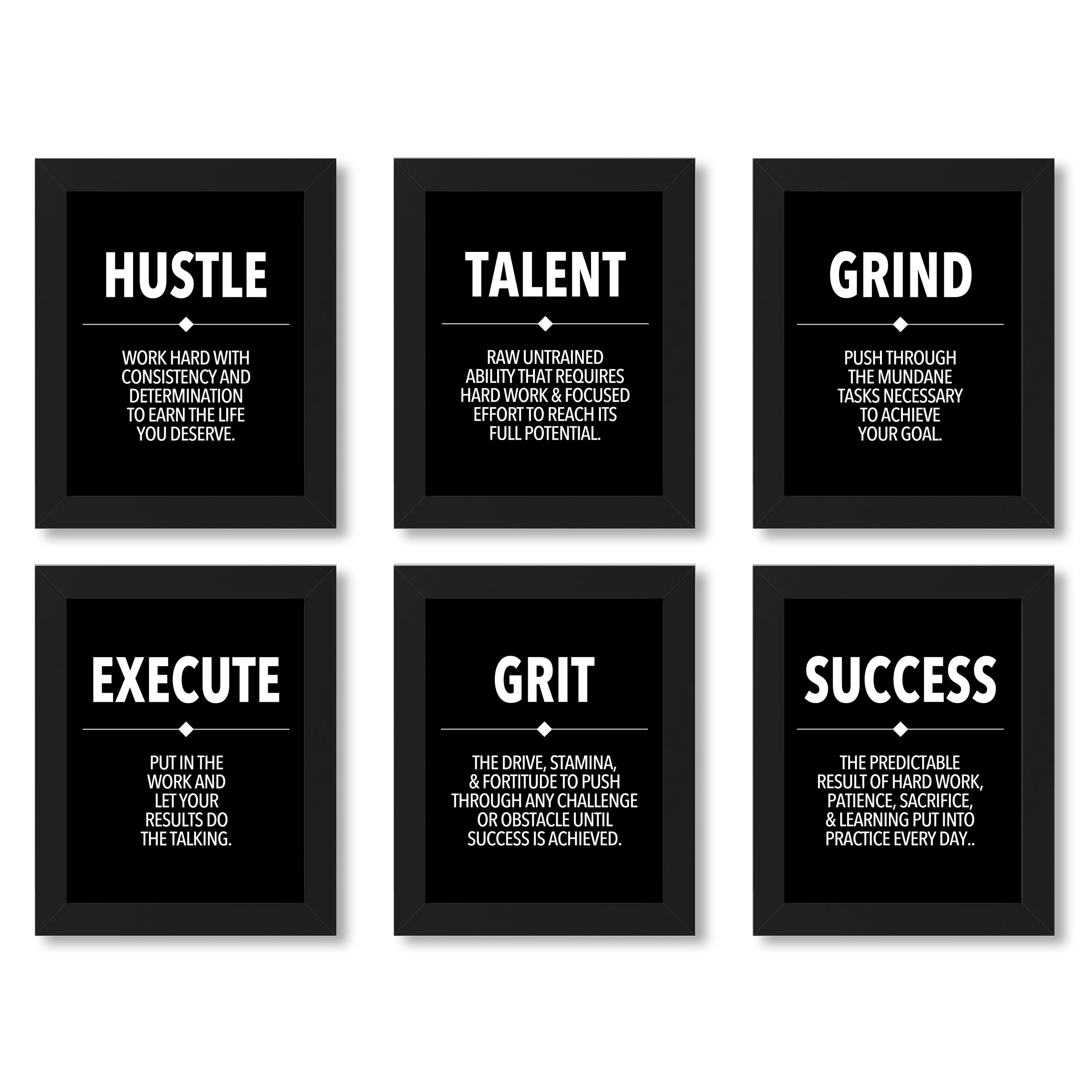 black and white motivational wall art poster, money making, success, grind, hustle