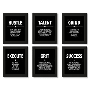black and white motivational wall art poster, money making, success, grind, hustle