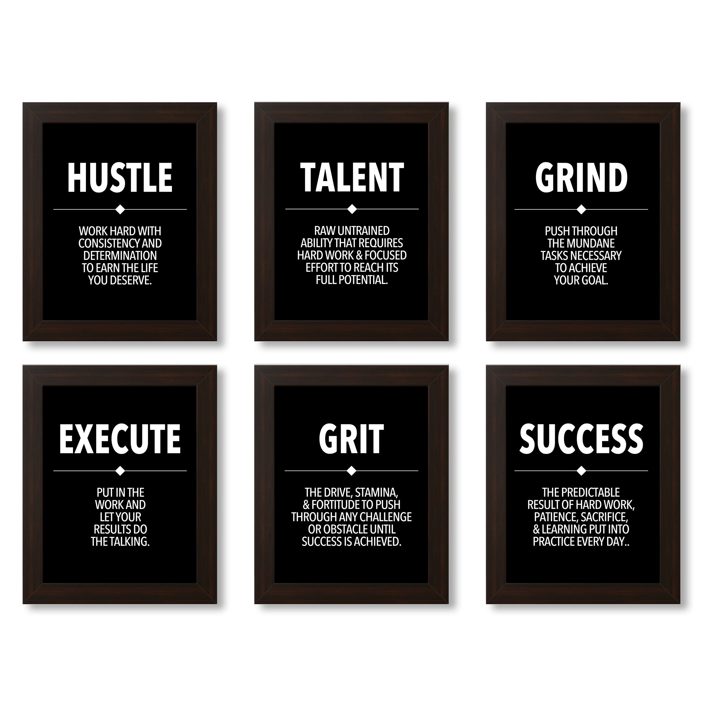 black and white motivational wall art poster, money making, success, grind, hustle