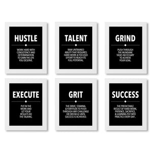 black and white motivational wall art poster, money making, success, grind, hustle