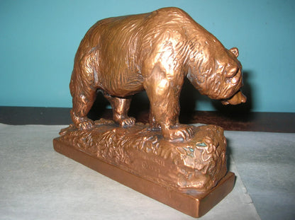[RARE] Vintage Paul Herzel Bull & Bear Bookends - Pompeian Bronze Clad, Wall Street Theme