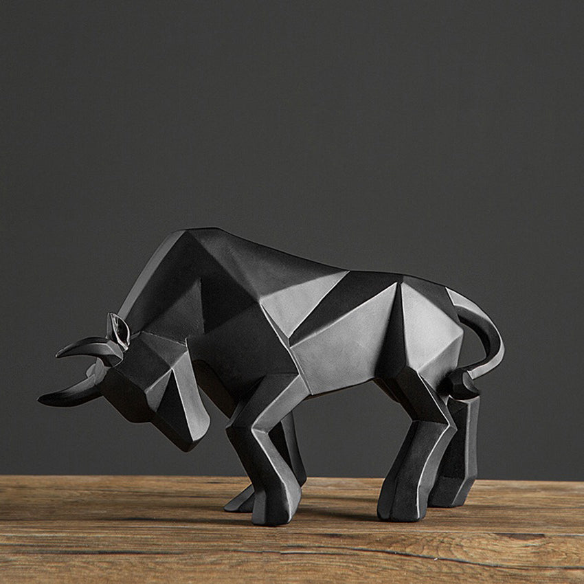 Modern art style black bull figurine for traders