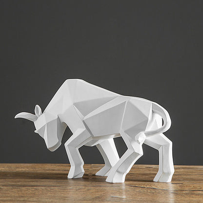 Modern art style white bull figurine for traders